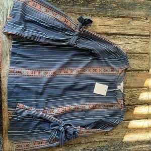 Striped flared sleeved blouse